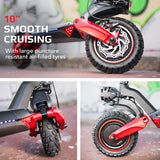 VALK Primal 9 Dual Motor 1600W Extreme Hill Climbing Electric e-Scooter, Black/Red - 45-Degree Angle