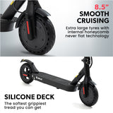 VALK 400W Electric Scooter, 37V Folding E- Scooter with Suspension, for Adults, Synergy 5 MkII Black - Close-Up Angle