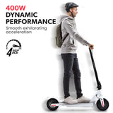 VALK 400W Electric Scooter, with Suspension for Adults Portable Folding Ride On,Synergy 5 MkII White - Front View