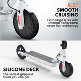 VALK 400W Electric Scooter, with Suspension for Adults Portable Folding Ride On,Synergy 5 MkII White - Close-Up Angle