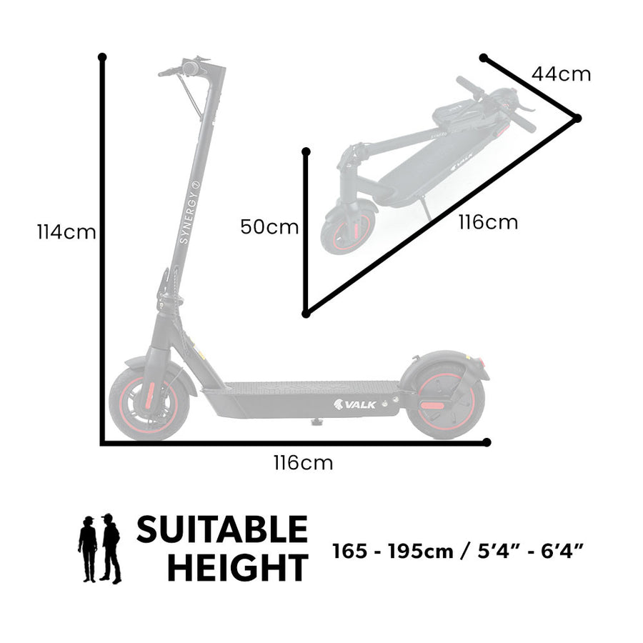 VALK Synergy 7 Electric Scooter, 500W 15Ah, AU Compliant, Motorised eScooter for Adults, Black/Red