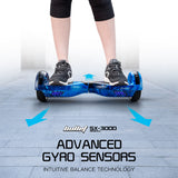 BULLET Electric Hoverboard Scooter 6.5 Inch Wheels, Colour LED Lighting, Carry Bag, Gen III Blue Galaxy - Top-Down View