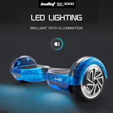 BULLET Electric Hoverboard Scooter 6.5 Inch Wheels, Colour LED Lighting, Carry Bag, Gen III Blue Galaxy - 45-Degree Angle