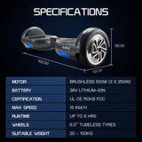 BULLET Hoverboard Electric Scooter 6.5 Inch Wheels Self Balancing Gen III Carbon Fiber Style - Rear View