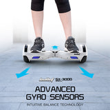 BULLET Hoverboard Electric Scooter 6.5 Inch Wheels Self Balancing Gen III White Free Carry Bag - Side View
