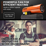 UNIMAC 20KW Portable Industrial Diesel Direct Forced Air Space Heater - Top-Down View