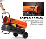 UNIMAC 30KW Portable Industrial Diesel Direct Forced Air Space Heater - Side View