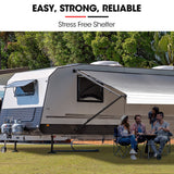 Shade Shield 16ft x 8ft Caravan Retractable Awning, Powder Coated 6063 Aluminium and Vinyl, for Caravan, Motorhome, RV, Work Trailer - 45-Degree Angle