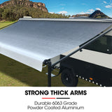 Shade Shield 16ft x 8ft Caravan Retractable Awning, Powder Coated 6063 Aluminium and Vinyl, for Caravan, Motorhome, RV, Work Trailer - Close-Up Angle