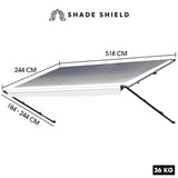 Shade Shield 17ft x 8ft Caravan Retractable Awning, Powder Coated 6063 Aluminium and Vinyl, for Caravan, Motorhome, RV, Work Trailer - Front View