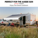 Shade Shield 17ft x 8ft Caravan Retractable Awning, Powder Coated 6063 Aluminium and Vinyl, for Caravan, Motorhome, RV, Work Trailer - Side View