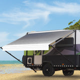 Shade Shield 17ft x 8ft Caravan Retractable Awning, Powder Coated 6063 Aluminium and Vinyl, for Caravan, Motorhome, RV, Work Trailer - Top-Down View