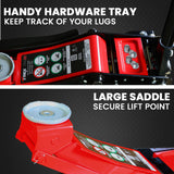 T-REX 3000KG Hydraulic Trolley Floor Jack, High Lift, Dual Pump, Quick Release Handle - Close-Up Angle