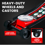 T-REX 3000KG Hydraulic Trolley Floor Jack, High Lift, Dual Pump, Quick Release Handle - Low Angle