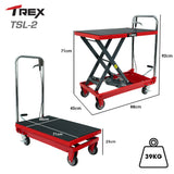 T-REX 230KG Hydraulic Scissor Lift Platform Trolley, Non-Skid Rubber Platform Pad, for Material Handling - Front View