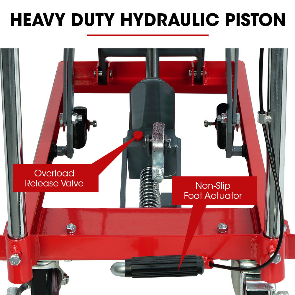 T-REX 230KG Hydraulic Scissor Lift Platform Trolley, Non-Skid Rubber Platform Pad, for Material Handling