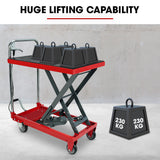 T-REX 230KG Hydraulic Scissor Lift Platform Trolley, Non-Skid Rubber Platform Pad, for Material Handling - 45-Degree Angle