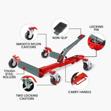 T-Rex 1180kg Set of 2 Vehicle Positioning Jacks, Mechanical Ratcheting Foot Pedal Wheel Dolly For Auto Car Moving - Rear View