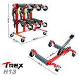 T-Rex 2360kg Set of 4 Vehicle Positioning Jacks with Rack Stand, Mechanical Ratcheting Foot Pedal Wheel Dolly For Auto Car Moving - Front View