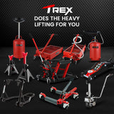 T-Rex Vehicle Positioning Jack Storage Rack Stand, Heavy Duty Design with Locking Castor Wheels - Rear View