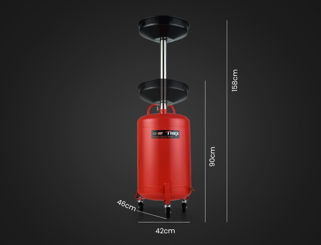 T-REX 60L Mobile Waste Oil Drainer Tank, Telescopic, for Car Engine, Workshop