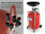 T-REX 80L Mobile Waste Oil Drainer Tank, Pneumatic, Telescopic, Extractor Probes, Workshop - Low Angle