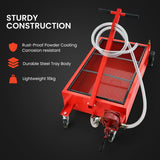 T-Rex 76L Low Level Mobile Truck Waste Oil Fluid Drainer Pan, Hand Pump, for Workshop - Side View