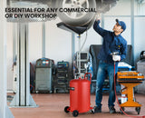 T-REX 80L Mobile Waste Oil Drainer, Telescopic, with Air Compressor Fitting, for Workshop - Low Angle