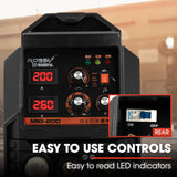 ROSSI 200A MIG/MAG/MMA/ARC/TIG Multi-Purpose Welder MIG-200, Flux/Solid Wire/CO2 Or Argon Gas - Front View