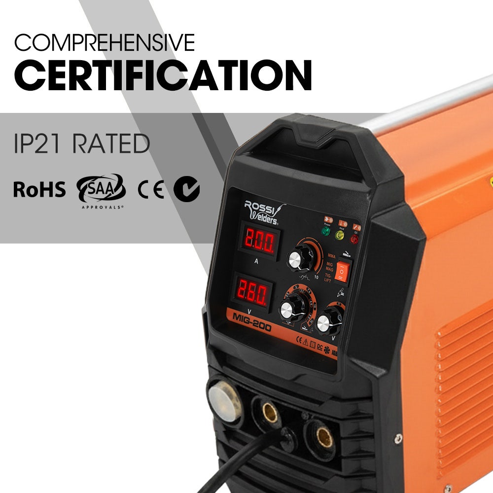 ROSSI 200A MIG/MAG/MMA/ARC/TIG Multi-Purpose Welder MIG-200, Flux/Solid Wire/CO2 Or Argon Gas