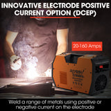 ROSSI 160 Amp Inverter Stick Welder, ideal for Stainless Steel, Aluminium, Carbon Steel, Multi-Metal Gasless Welding Machine, 15A Plug - Side View