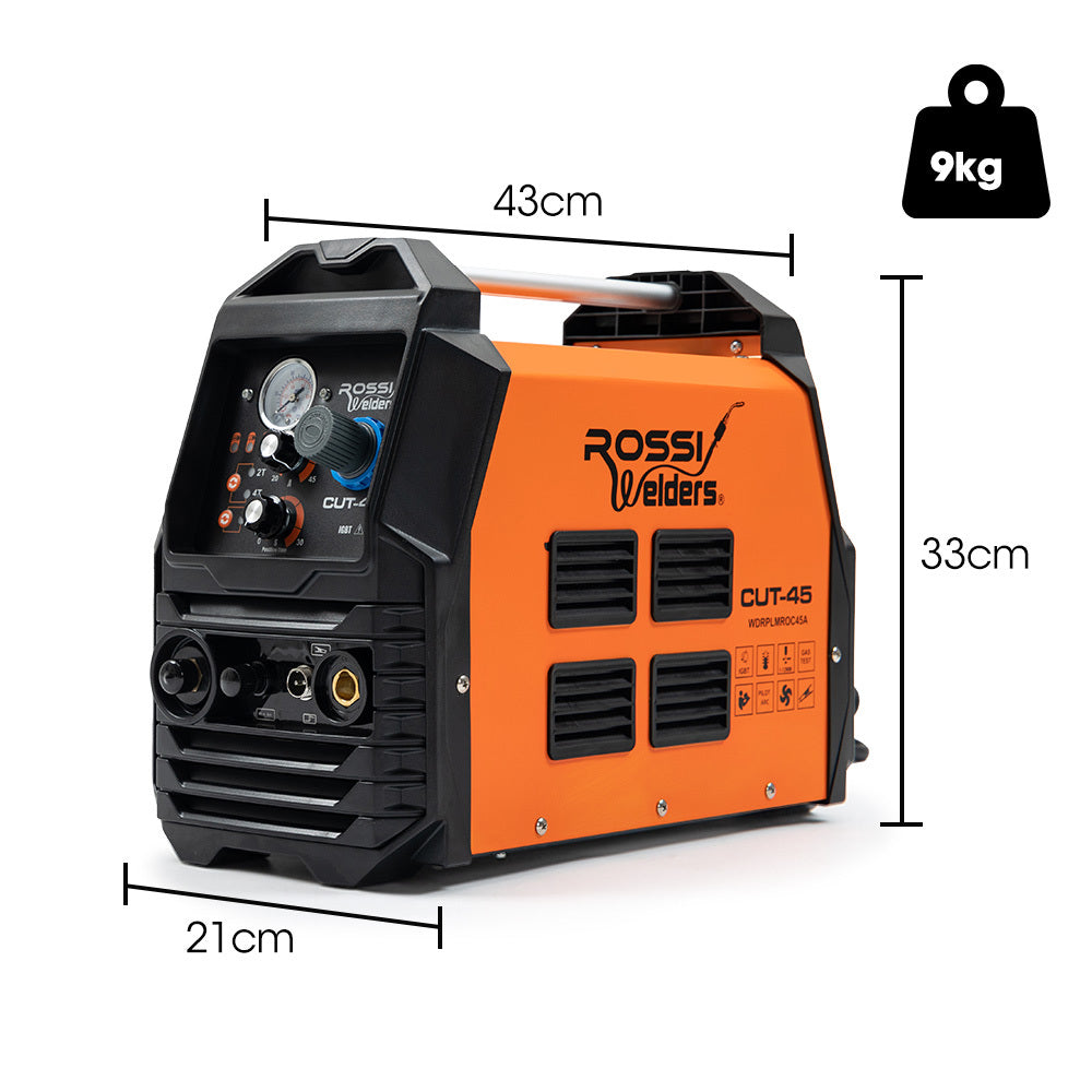 ROSSI 45A Plasma Cutter, Non-Touch Pilot ARC for Easy Cuts of Painted or Rusty Metals, DC Inverter Cutting Machine