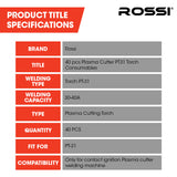 ROSSI 40pc Consumables Kit to Suit PT-31 Plasma Cutter Torch, Includes Tips Nozzle Extended, Gas Rings - Front View