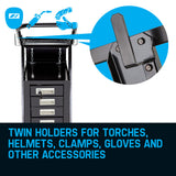 ROSSI Welding Trolley Cart Drawer Welder Cabinet MIG TIG ARC Plasma Cutter Bench - Top-Down View