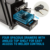 ROSSI Welding Trolley Cart Drawer Welder Cabinet MIG TIG ARC Plasma Cutter Bench - 45-Degree Angle