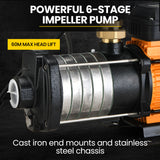 Protege Multi-stage Water Hi-pressure Pump with Auto-controller Home Garden Irrigation 6-Stage Electric - 45-Degree Angle
