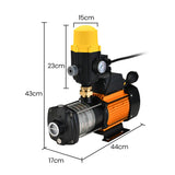 Protege Multi-stage Water Hi-pressure Pump with Auto-controller Home Garden Irrigation 6-Stage Electric - Rear View