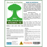 Atomic 15 - Low Foaming Sanitiser 500ml - Front View