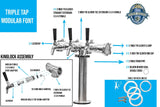 Beer Font Tower - Triple Tap Modular Beer Font with Tap - Top-Down View
