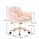 Fluffy Office Chair Faux Fur Modern Swivel Desk Chair for Women And Girls-Pink - 45-Degree Angle