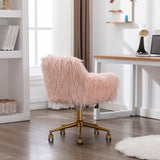 Fluffy Office Chair Faux Fur Modern Swivel Desk Chair for Women And Girls-Pink - Extra Image