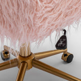 Fluffy Office Chair Faux Fur Modern Swivel Desk Chair for Women And Girls-Pink - Extra Image
