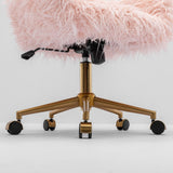 Fluffy Office Chair Faux Fur Modern Swivel Desk Chair for Women And Girls-Pink - Close-Up Angle