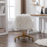 Fluffy Office Chair Faux Fur Modern Swivel Desk Chair for Women And Girls-White - Extra Image