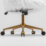 Fluffy Office Chair Faux Fur Modern Swivel Desk Chair for Women And Girls-White - Close-Up Angle