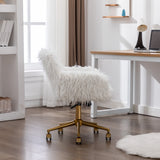 Fluffy Office Chair Faux Fur Modern Swivel Desk Chair for Women And Girls-White - Extra Image