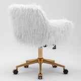 Fluffy Office Chair Faux Fur Modern Swivel Desk Chair for Women And Girls-White - 45-Degree Angle