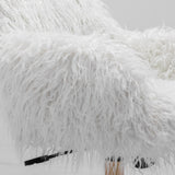 Fluffy Office Chair Faux Fur Modern Swivel Desk Chair for Women And Girls-White - Extra Image