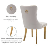 AADEN 4x Velvet Dining Chairs with Golden Metal Legs-Beige - Top-Down View