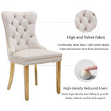 AADEN 6x Velvet Dining Chairs with Golden Metal Legs-Beige - Side View